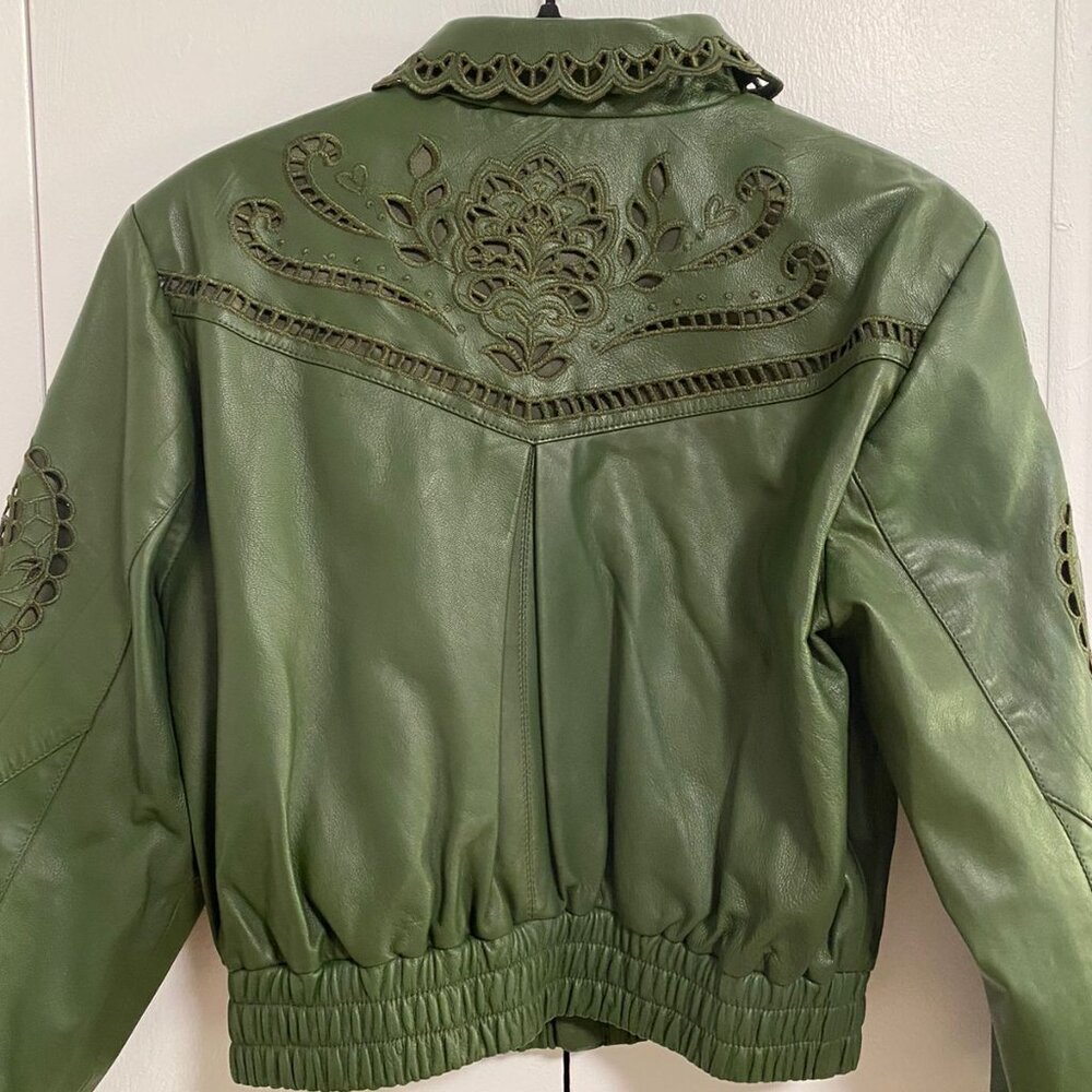 FARM Rio - Green Leather Jacket - Picture 5 of 6